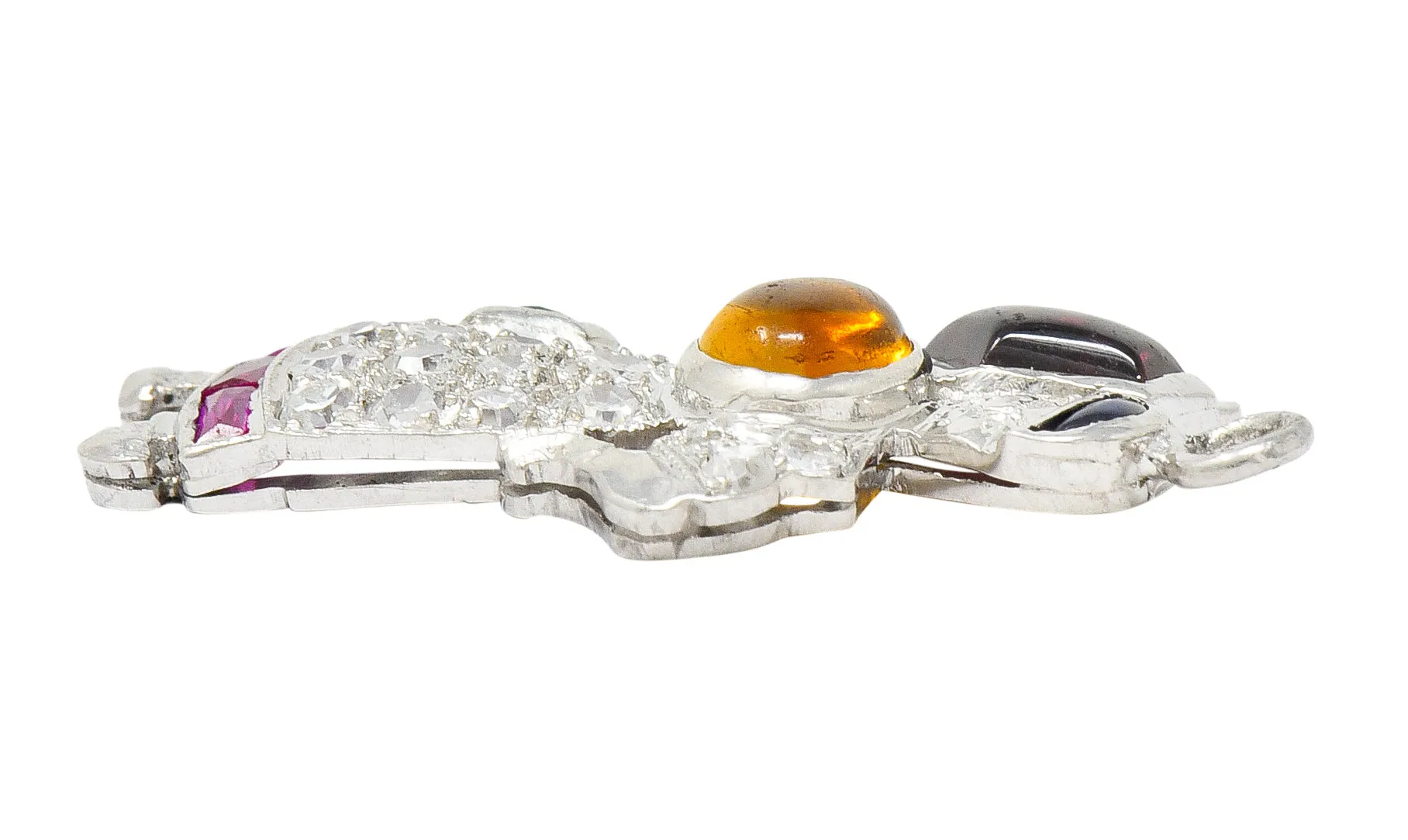 Large Art Deco Diamond Multi-Gem Platinum Woman Carrying Water Charm