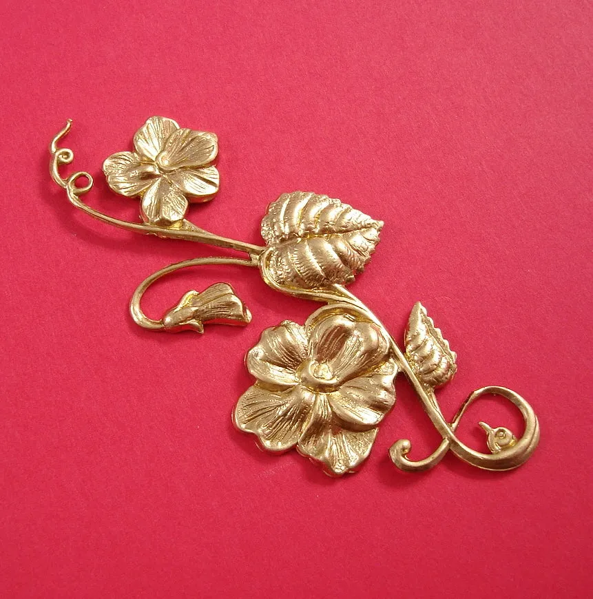 Leaf Flowers Embellishment Brass Stamping .