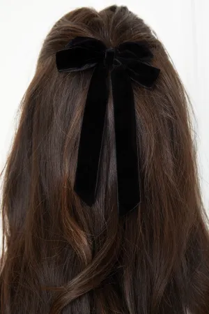 Lillian Black Velvet Ribbon Hair Clip