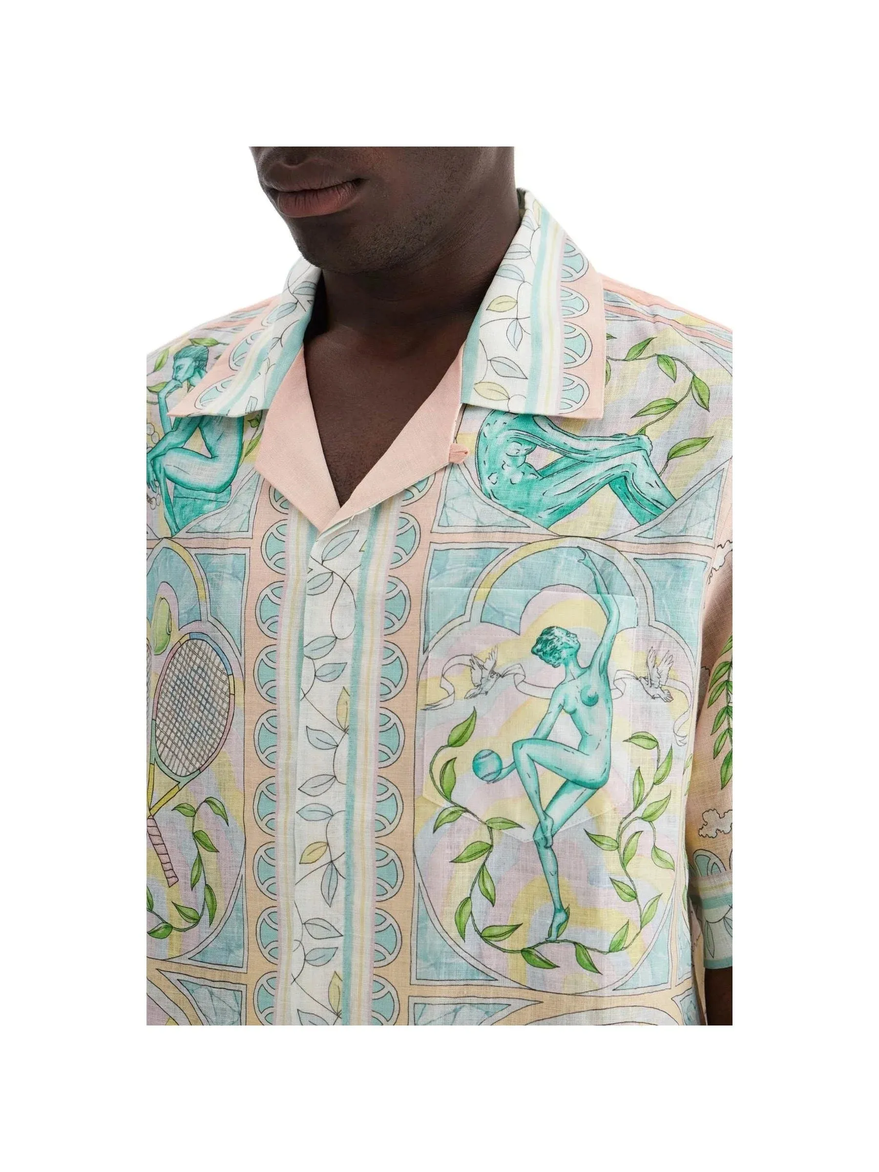 Linen Printed Short-sleeved Shirt