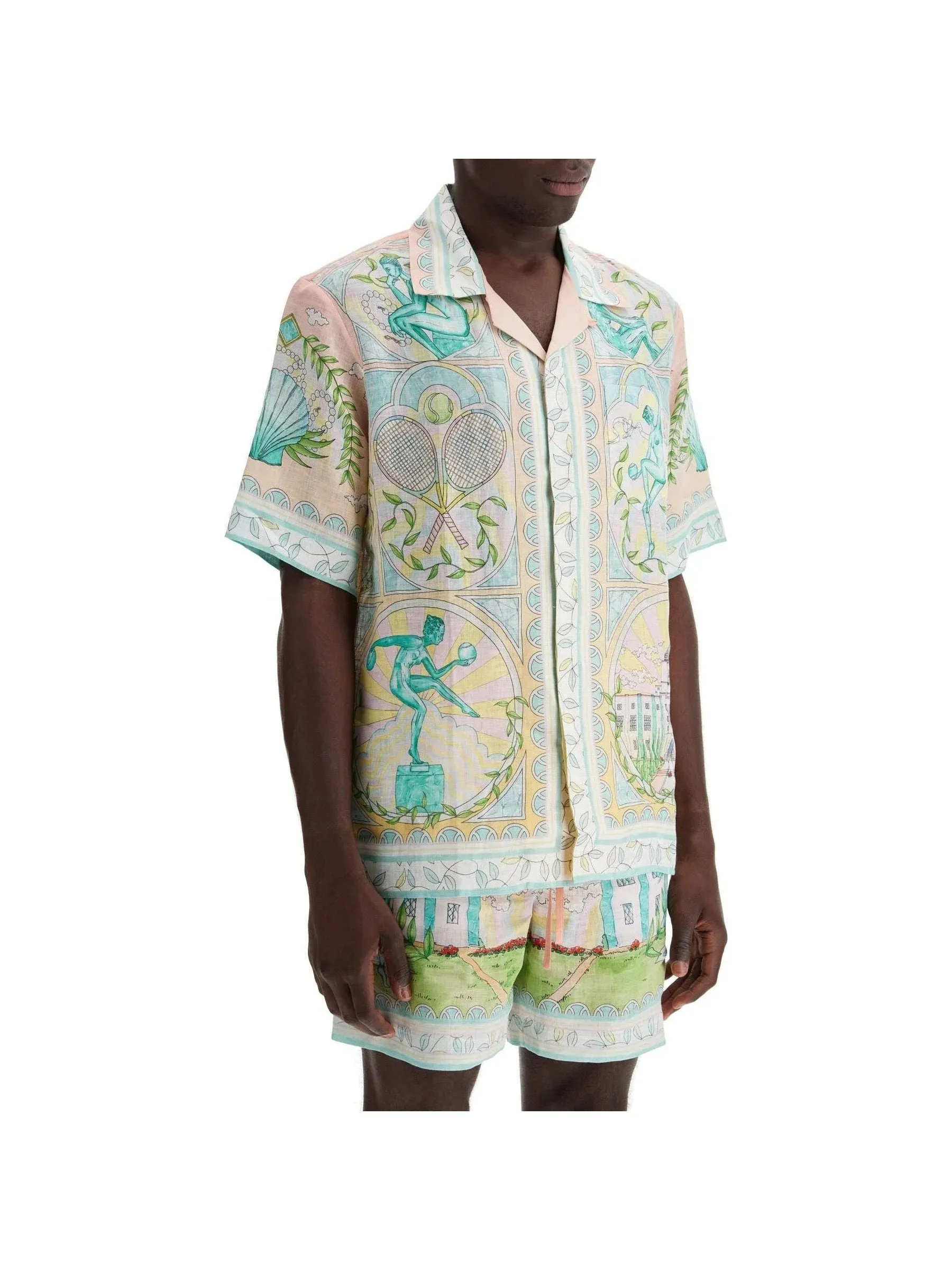 Linen Printed Short-sleeved Shirt