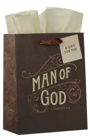Man of God Brown Medium Gift Bag - 1 Timothy 6:11