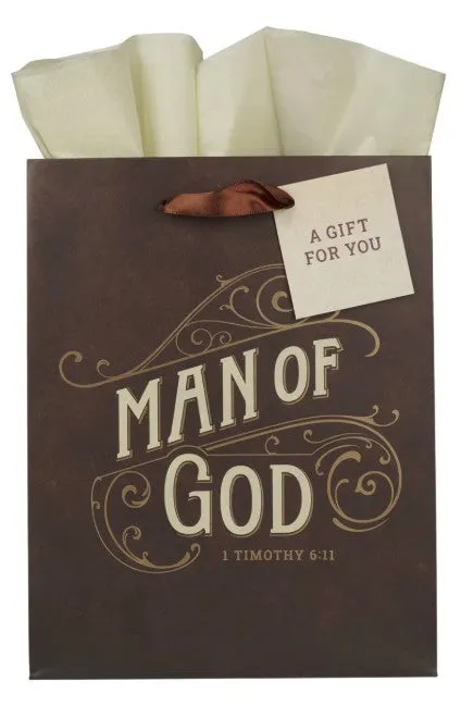 Man of God Brown Medium Gift Bag - 1 Timothy 6:11