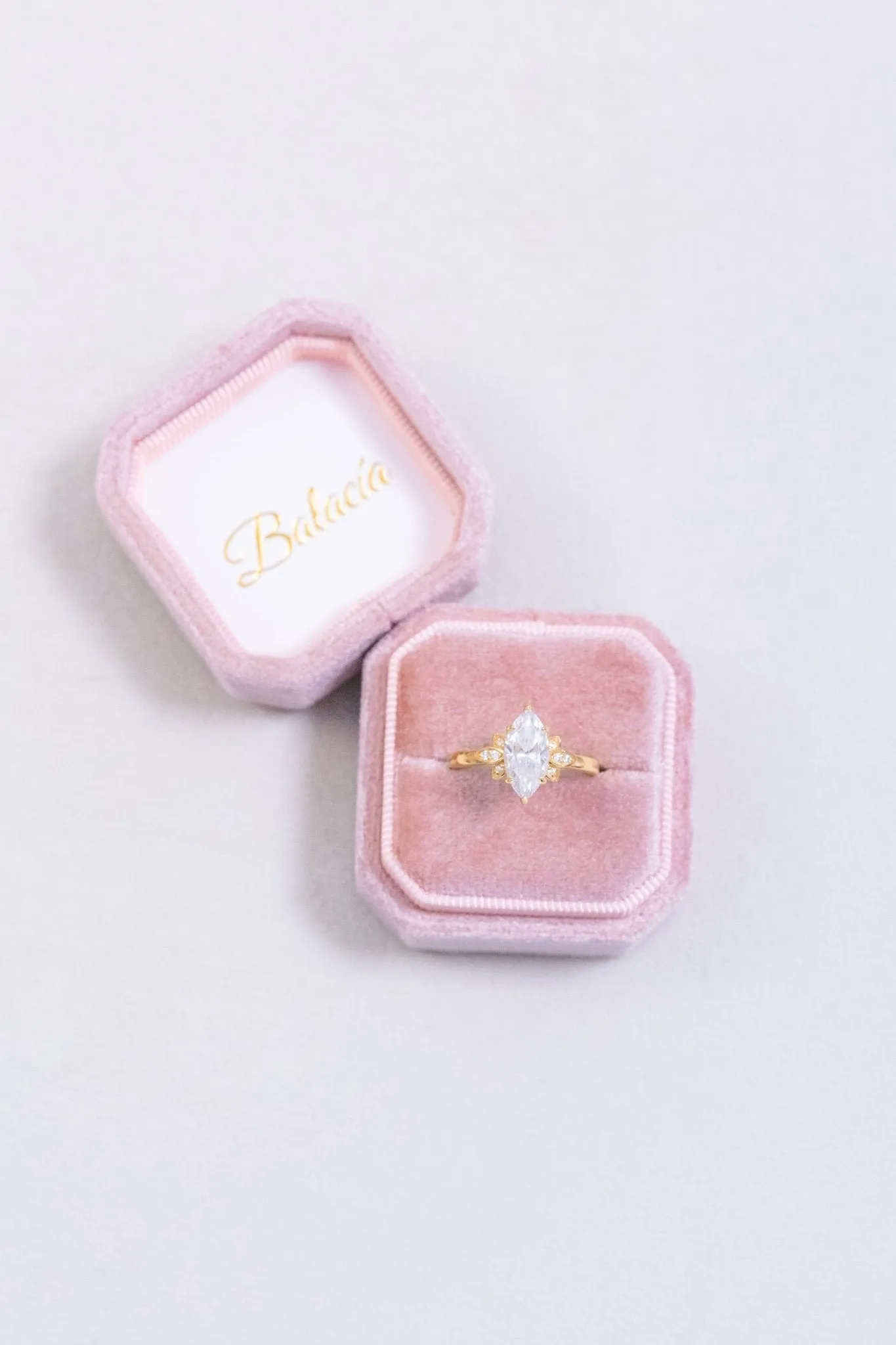 Marquise Moissanite Floral Accents Engagement Ring