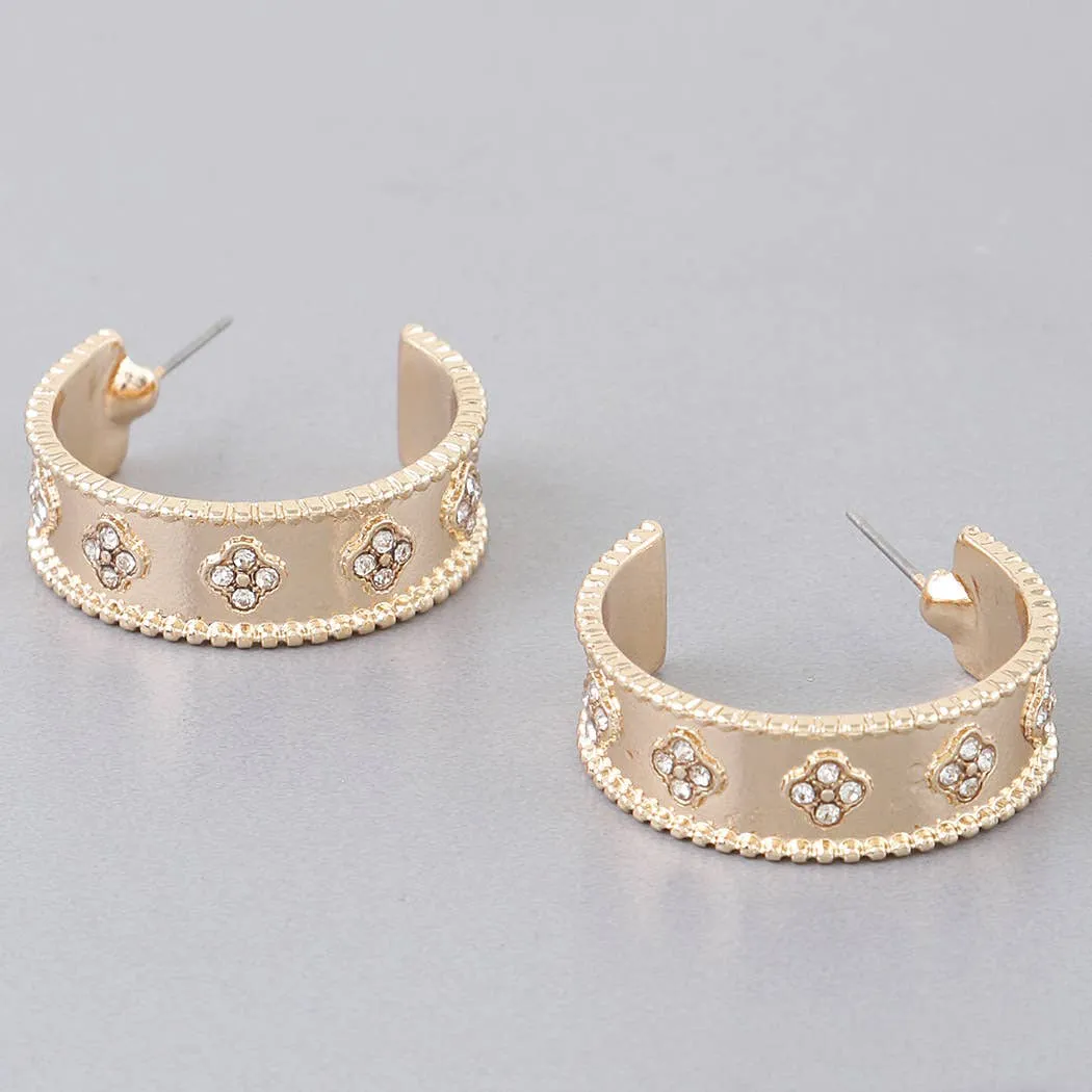 Meeka Multi Jeweled Clover Hoop Earrings