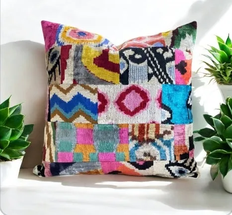 Mickleton- Silk Velvet Ikat Pillow Cover