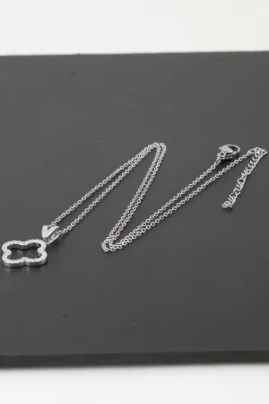 Modest Jeweled Clover Pendant Necklace