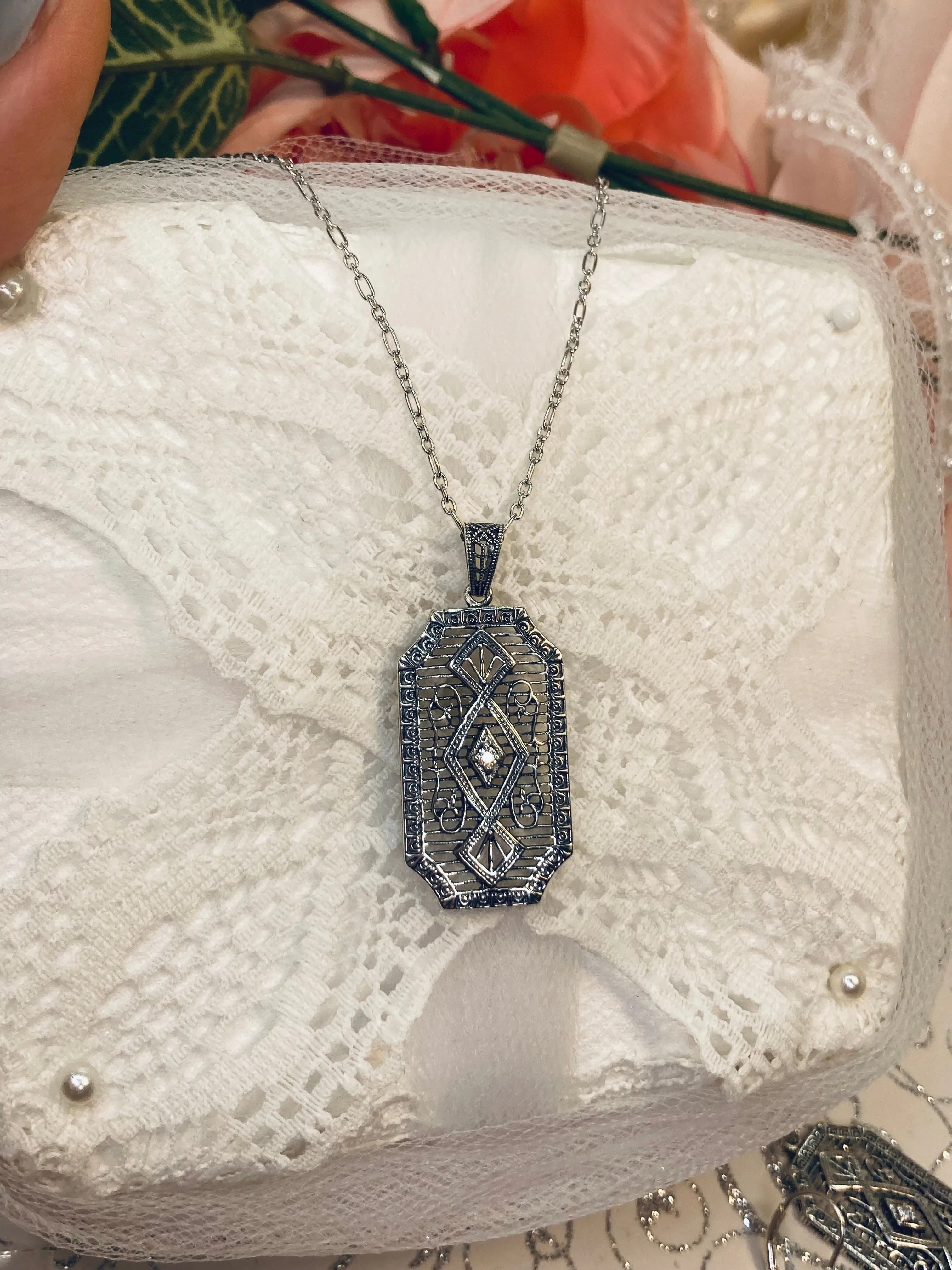 Moissanite Pendant, Art Deco Inspired Vintage Revival Jewelry #P357