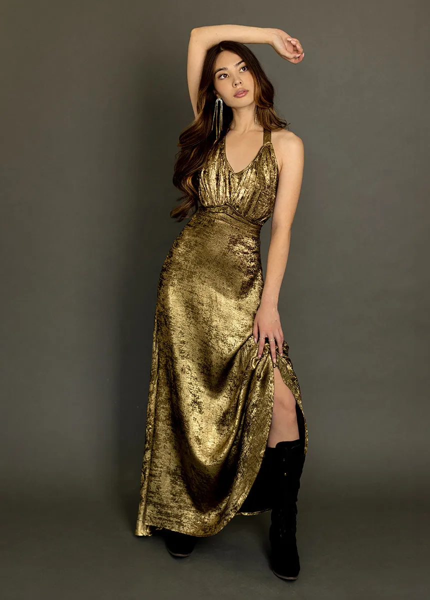 Monroe Dress in Metallic Bronze