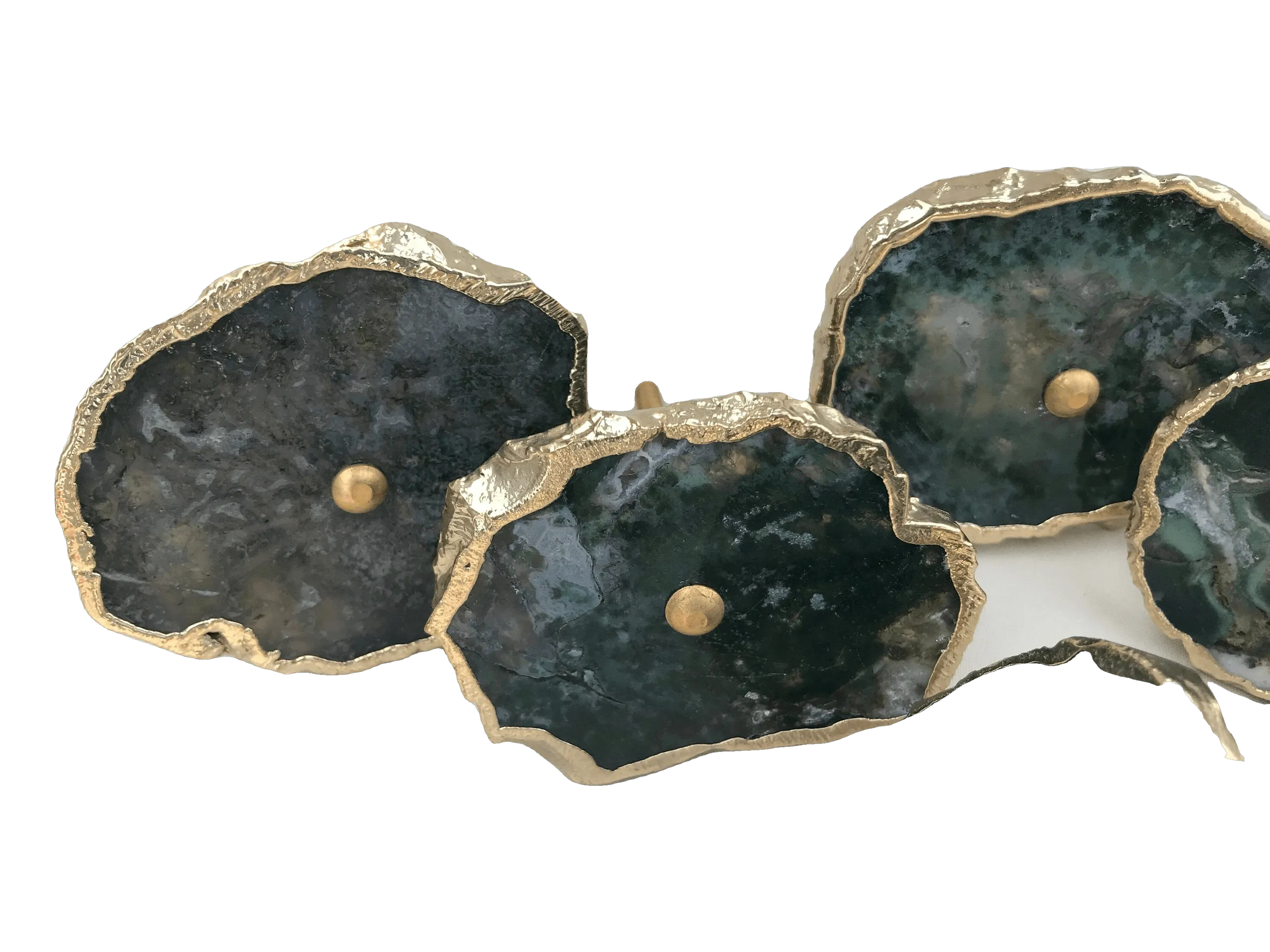 Moss Green Agate Cabinet Door Pull Handle - Set of 6