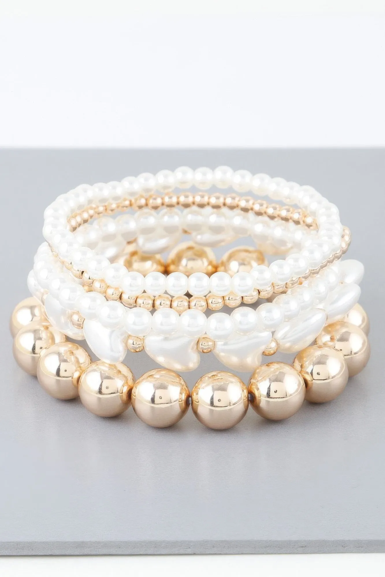 Multi Heart Stone Beaded Bracelet