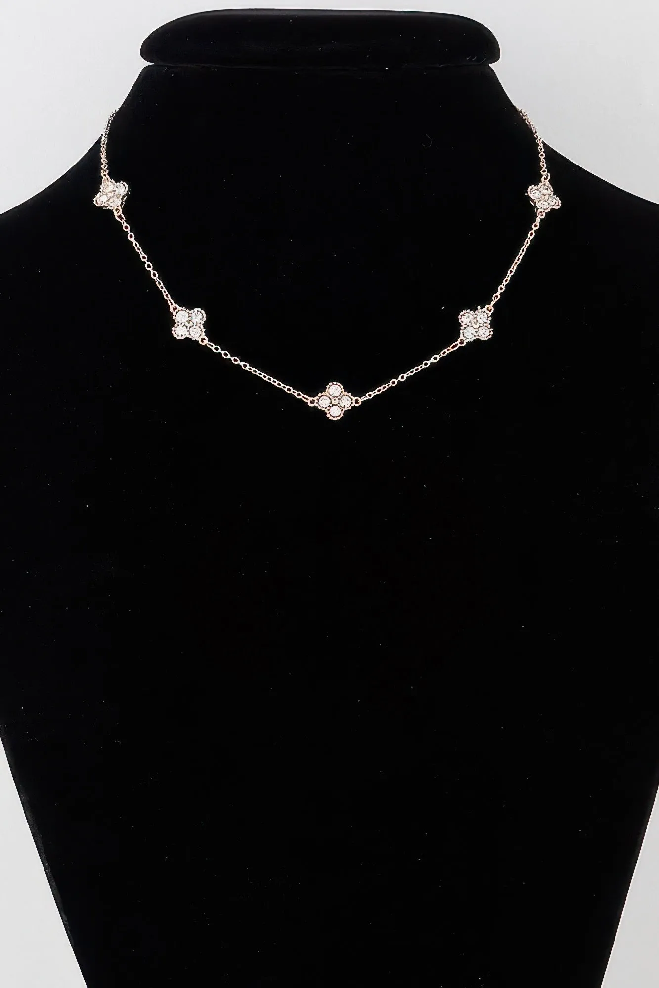 Multi Jeweled Clover Charm Necklace