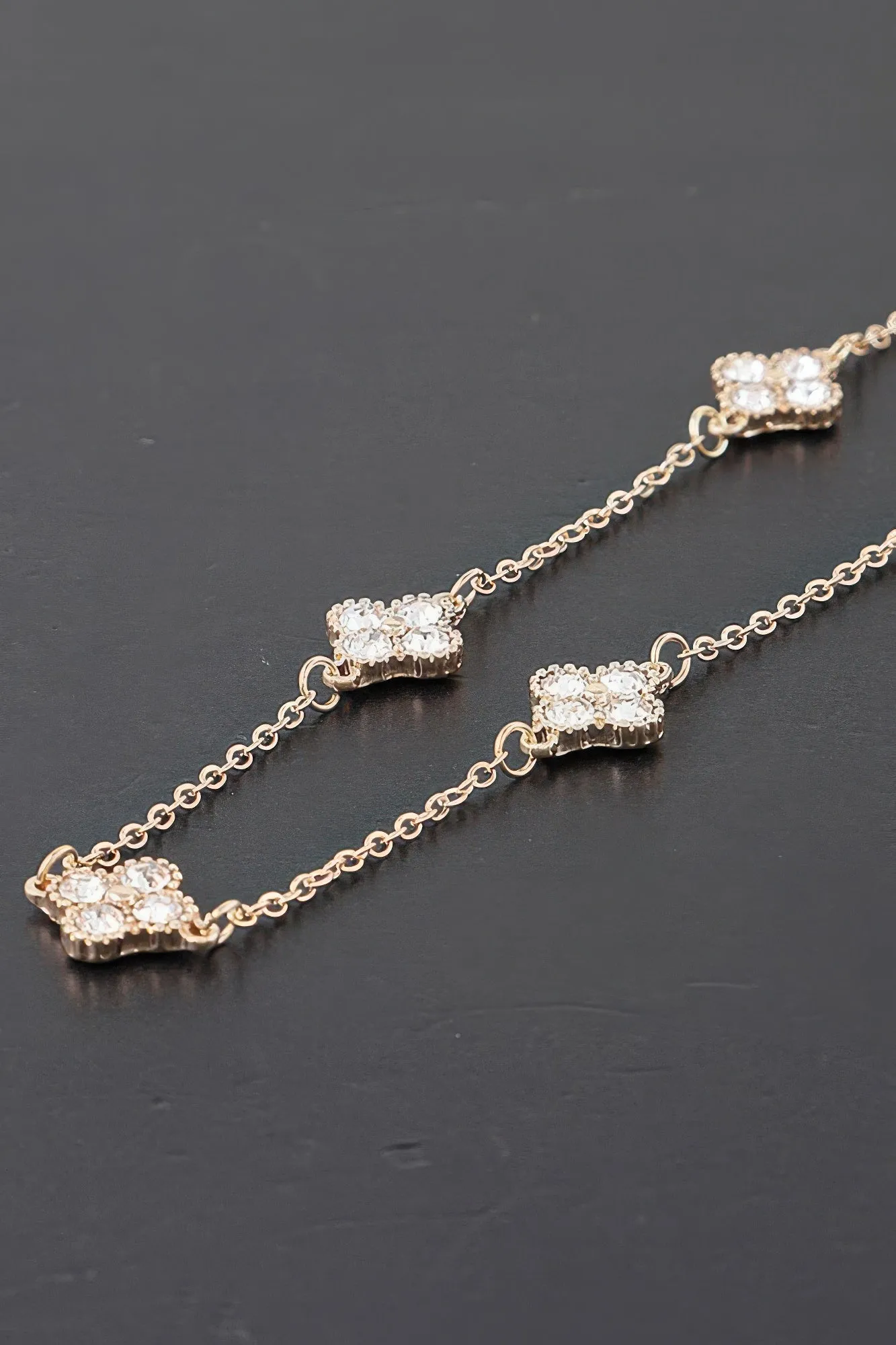 Multi Jeweled Clover Charm Necklace