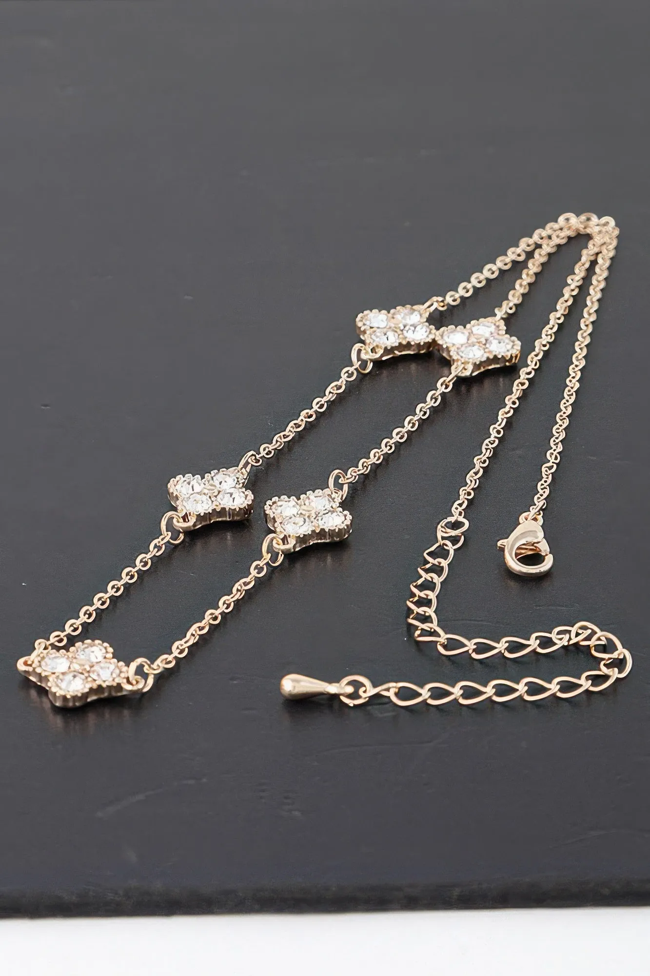Multi Jeweled Clover Charm Necklace