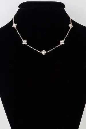 Multi Jeweled Clover Charm Necklace