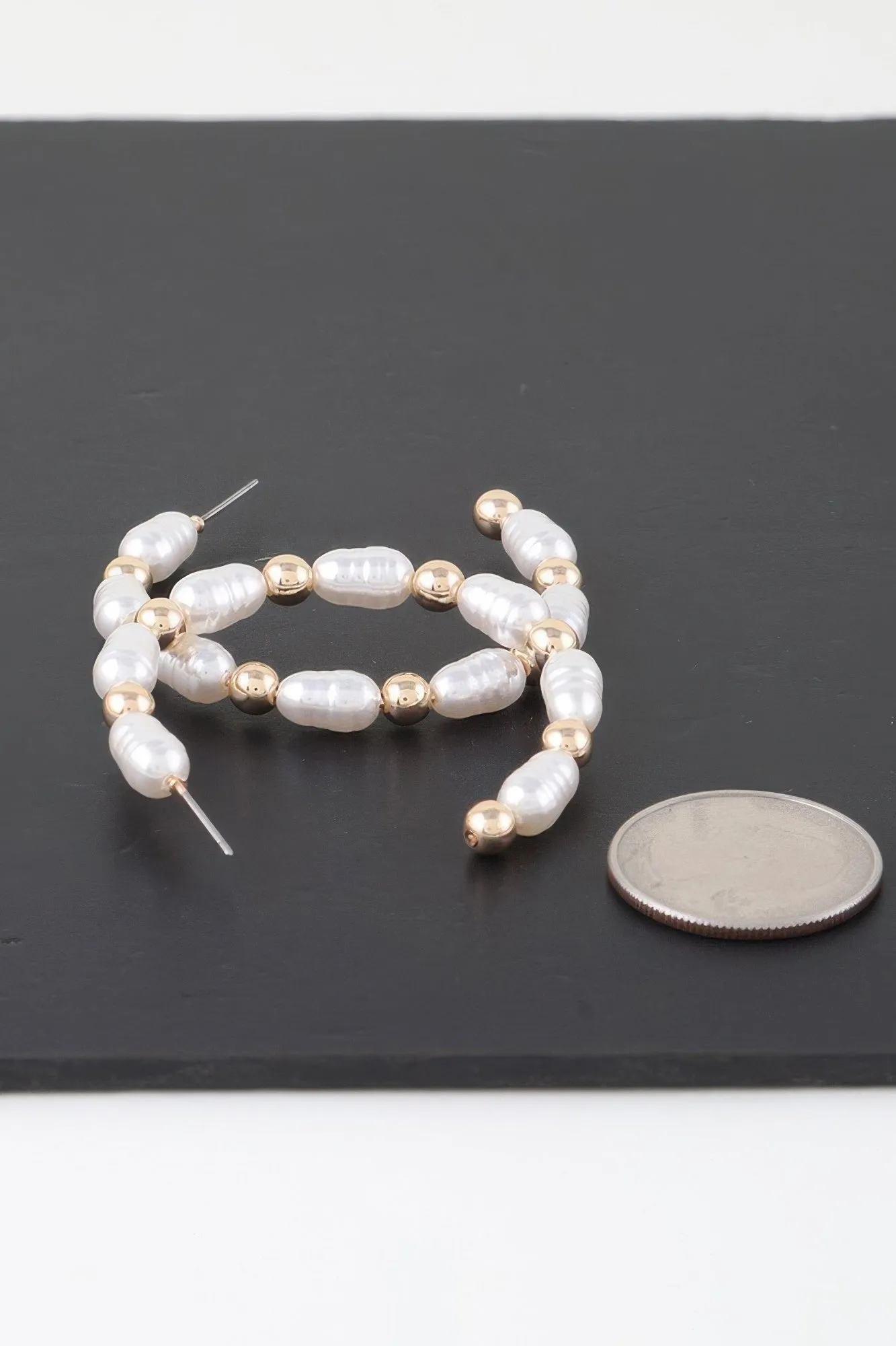 Multi Pearl Beaded Hoop Earrings