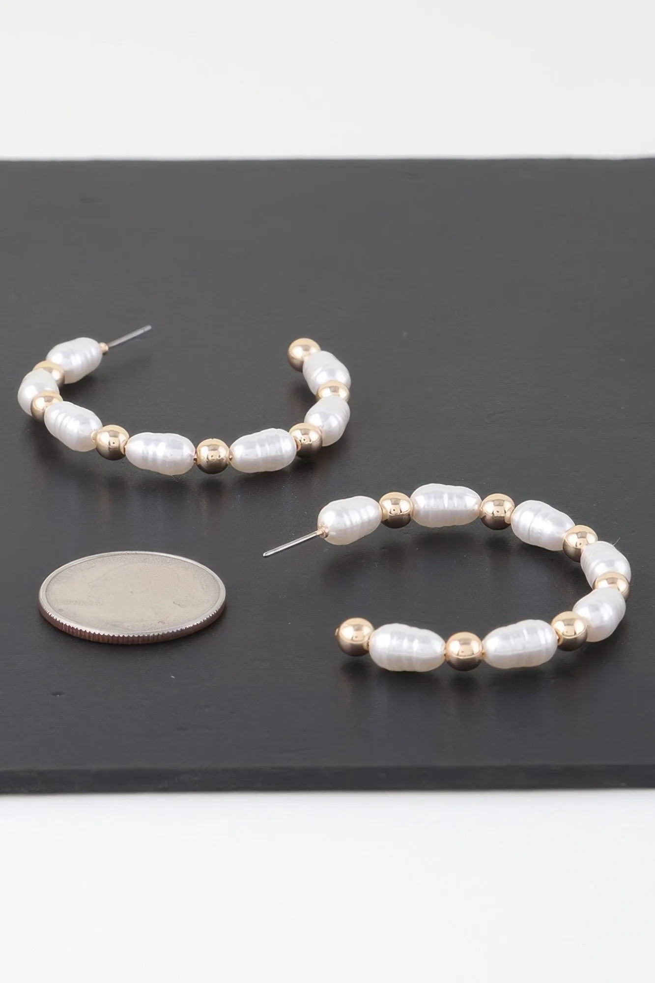 Multi Pearl Beaded Hoop Earrings