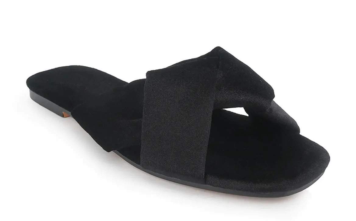 Nancy Velvet Sandal - Black