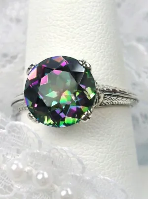 Natural Mystic Topaz Ring, Button Ring, Art Deco 1930's Style Jewelry, #D12