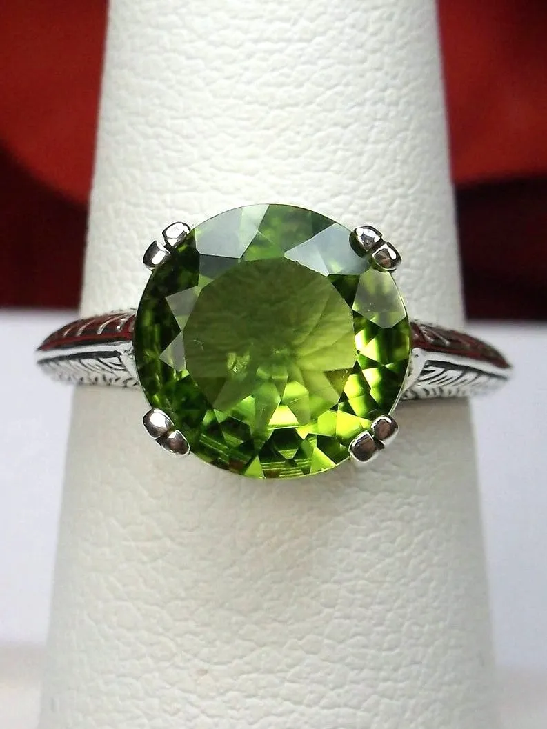 Natural Peridot Ring, Button Ring, Art Deco 1930's Style Jewelry, #D12
