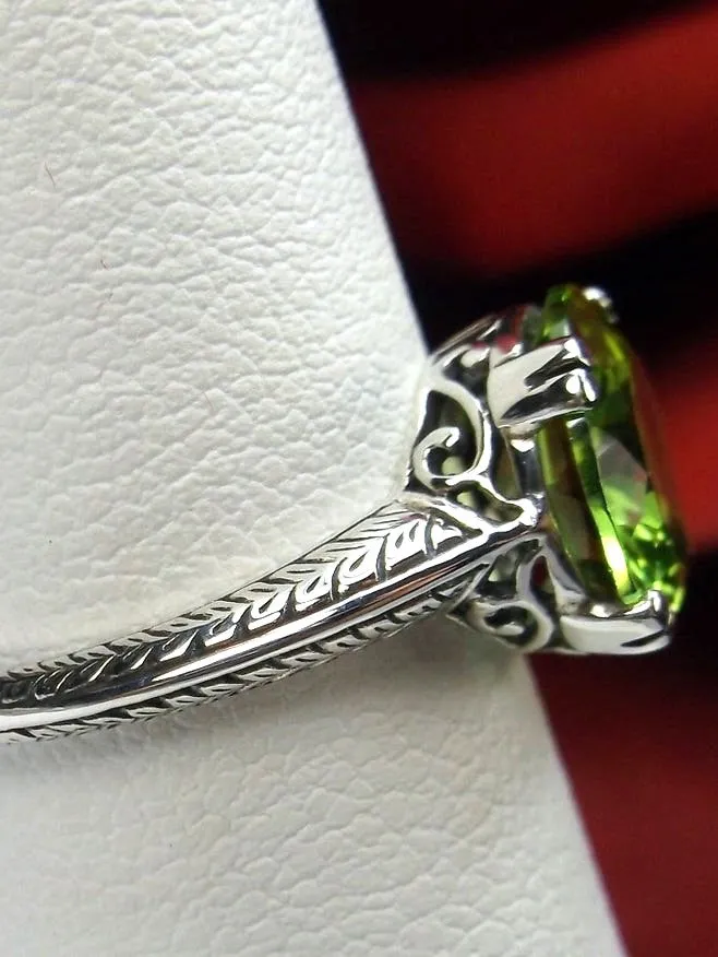 Natural Peridot Ring, Button Ring, Art Deco 1930's Style Jewelry, #D12