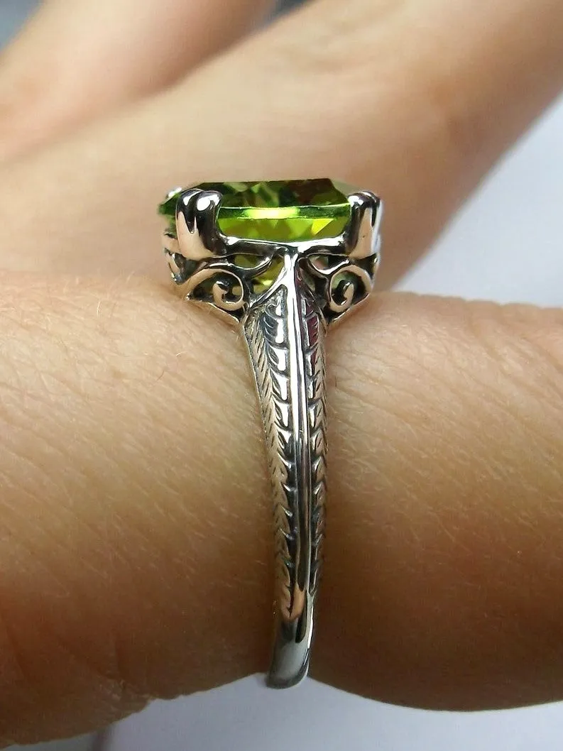 Natural Peridot Ring, Button Ring, Art Deco 1930's Style Jewelry, #D12