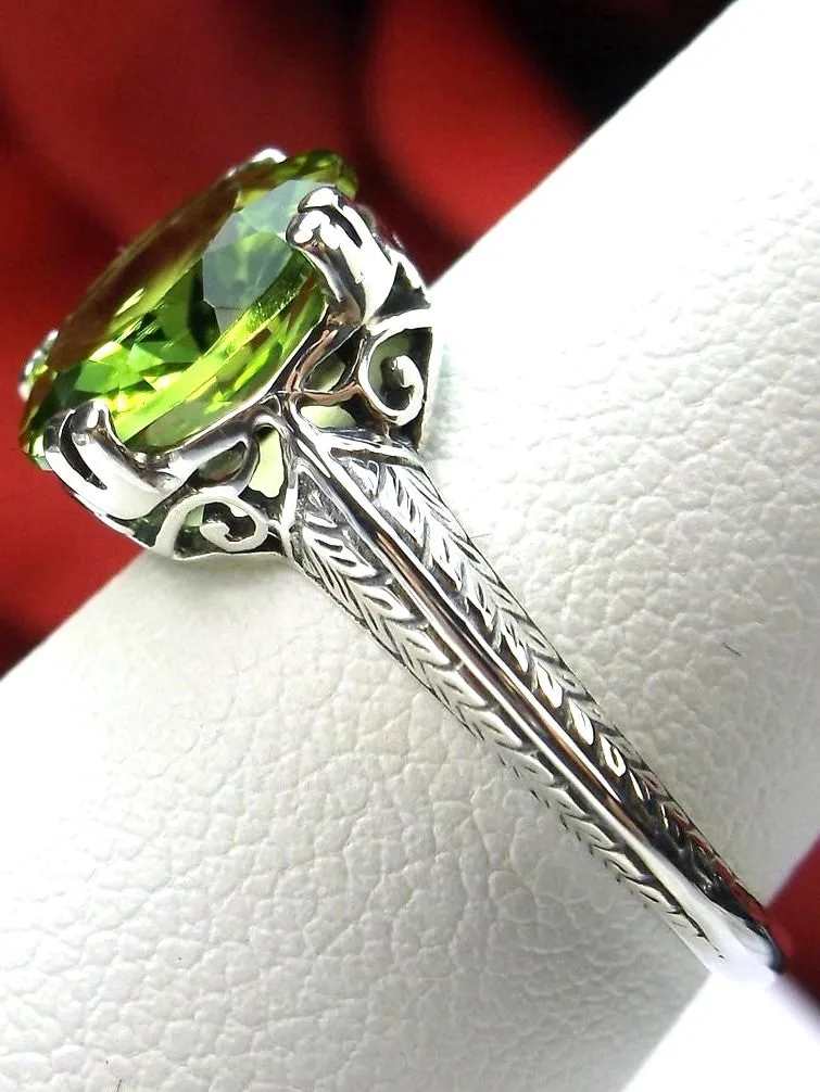 Natural Peridot Ring, Button Ring, Art Deco 1930's Style Jewelry, #D12