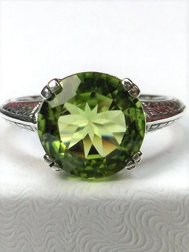 Natural Peridot Ring, Button Ring, Art Deco 1930's Style Jewelry, #D12