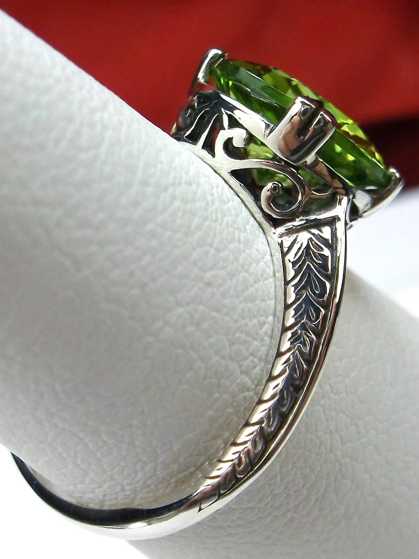 Natural Peridot Ring, Button Ring, Art Deco 1930's Style Jewelry, #D12