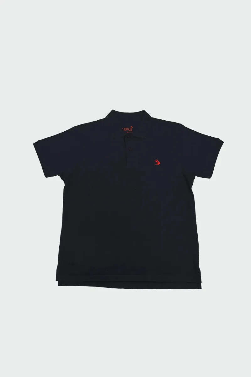 Navy Blue Polo with Red Logo