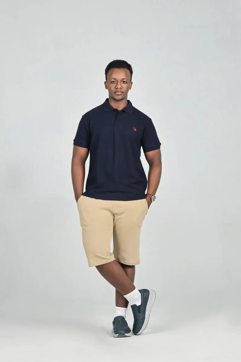 Navy Blue Polo with Red Logo