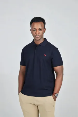 Navy Blue Polo with Red Logo