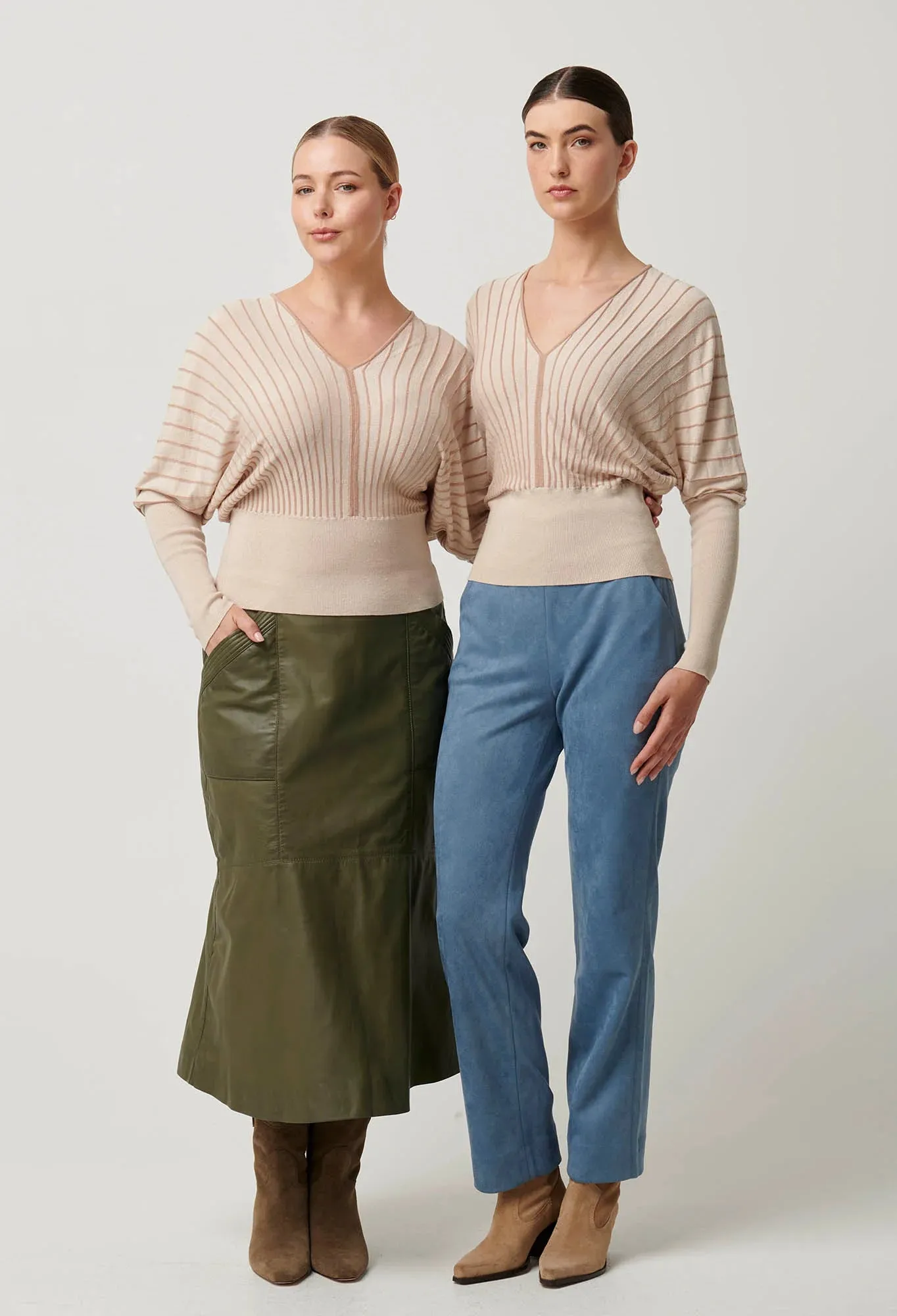 Once Was - Francine Viscose Nylon Blend Knit Top in Buckwheat