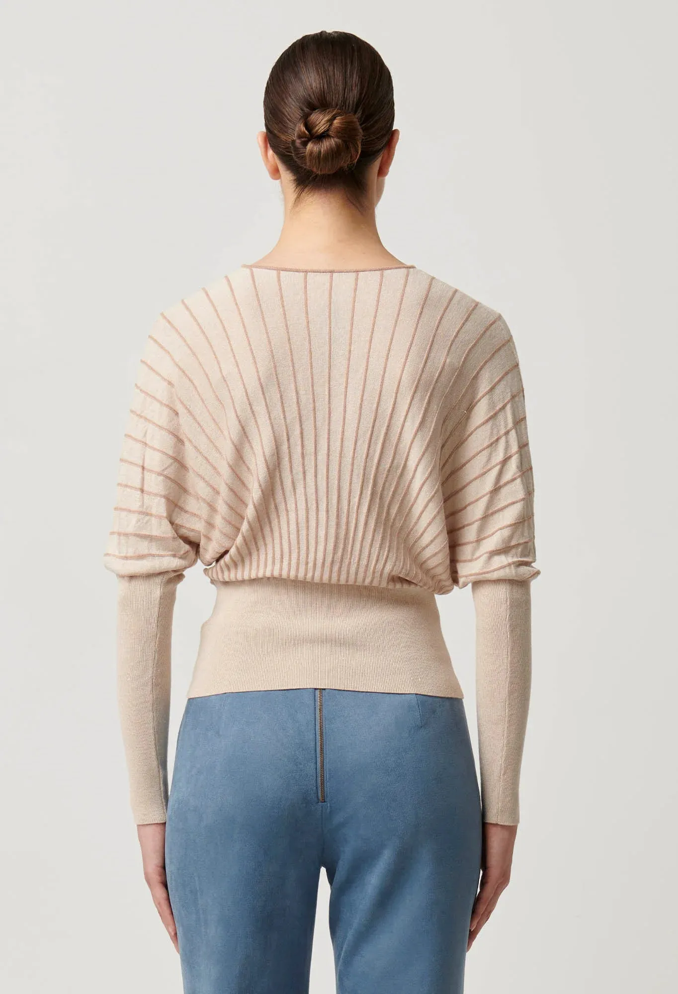 Once Was - Francine Viscose Nylon Blend Knit Top in Buckwheat