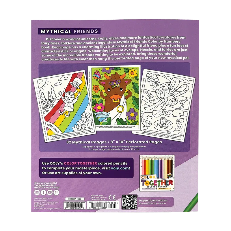 Ooly Color By Numbers Coloring Book - Mythical Friends