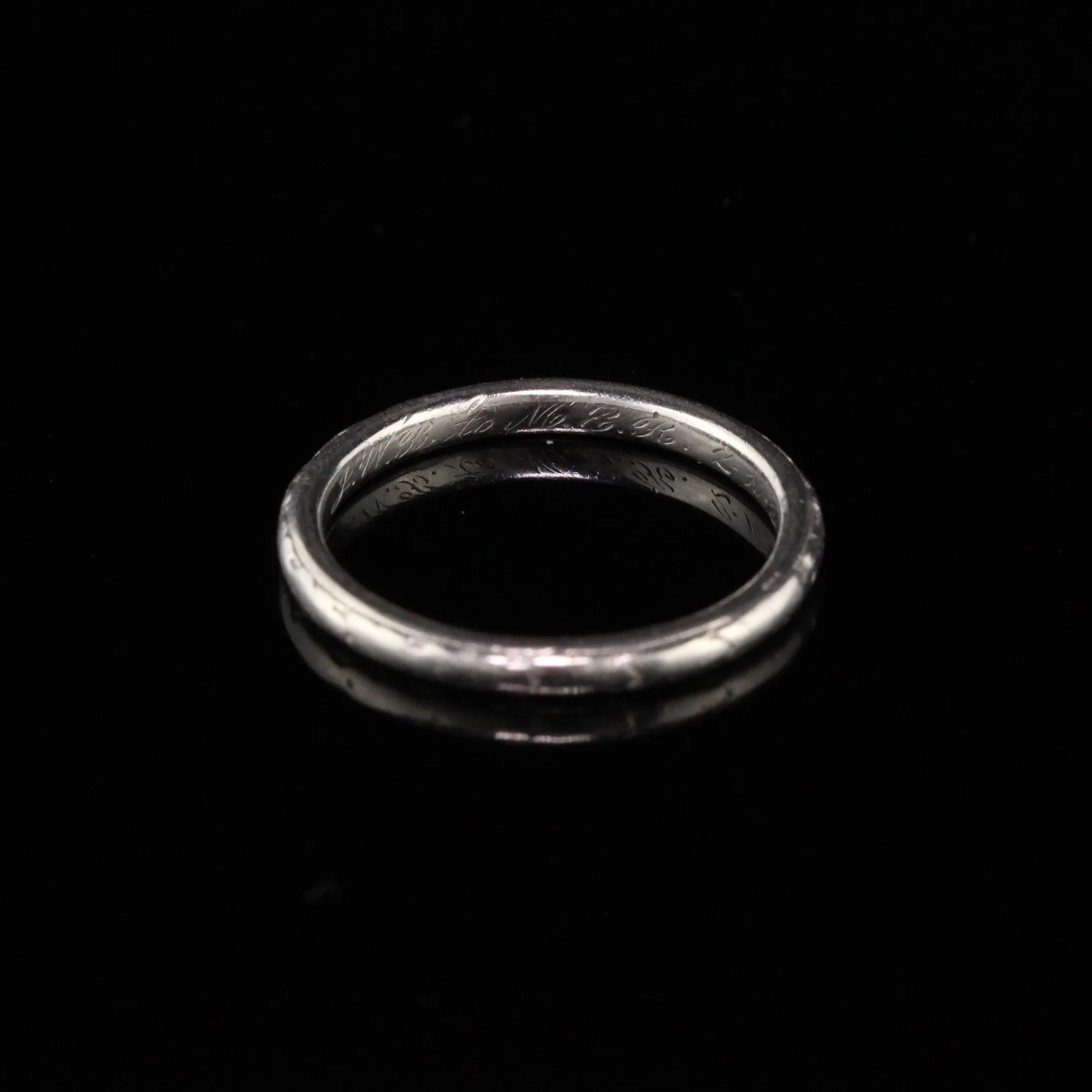 Orange Blossom Antique Art Deco Platinum Wedding Band - Size 4.5