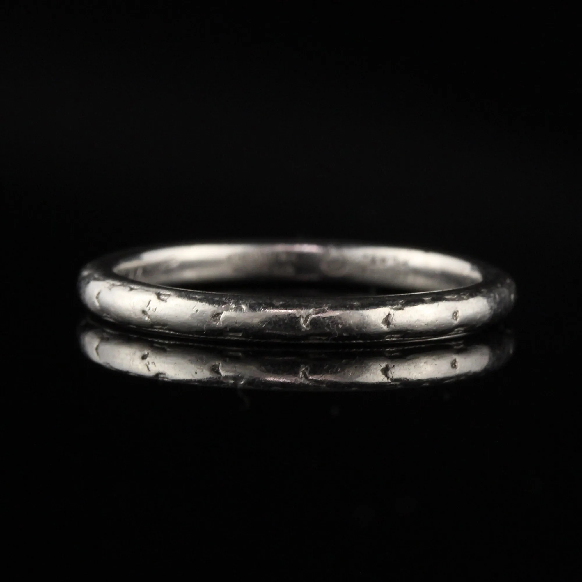 Orange Blossom Antique Art Deco Platinum Wedding Band - Size 4.5
