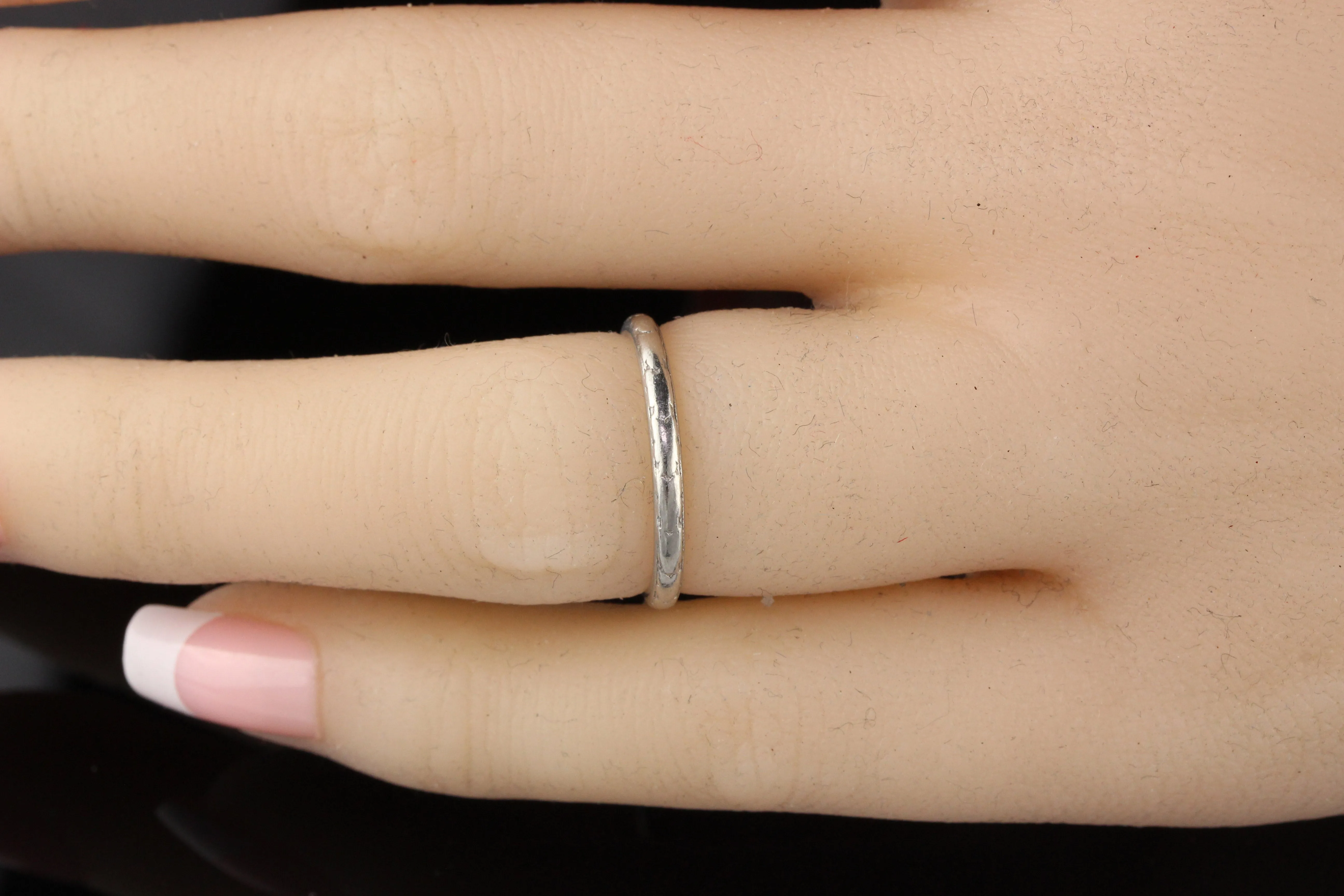 Orange Blossom Antique Art Deco Platinum Wedding Band - Size 4.5