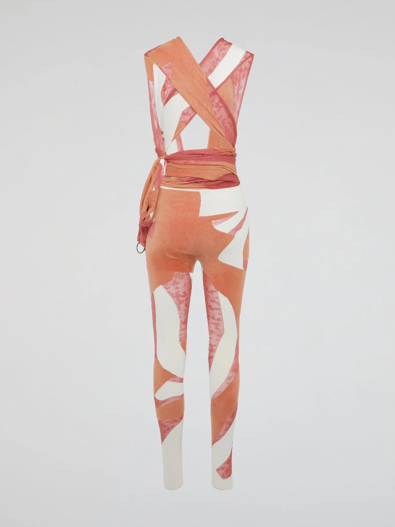 Orange Velvet Panel Jumpsuit