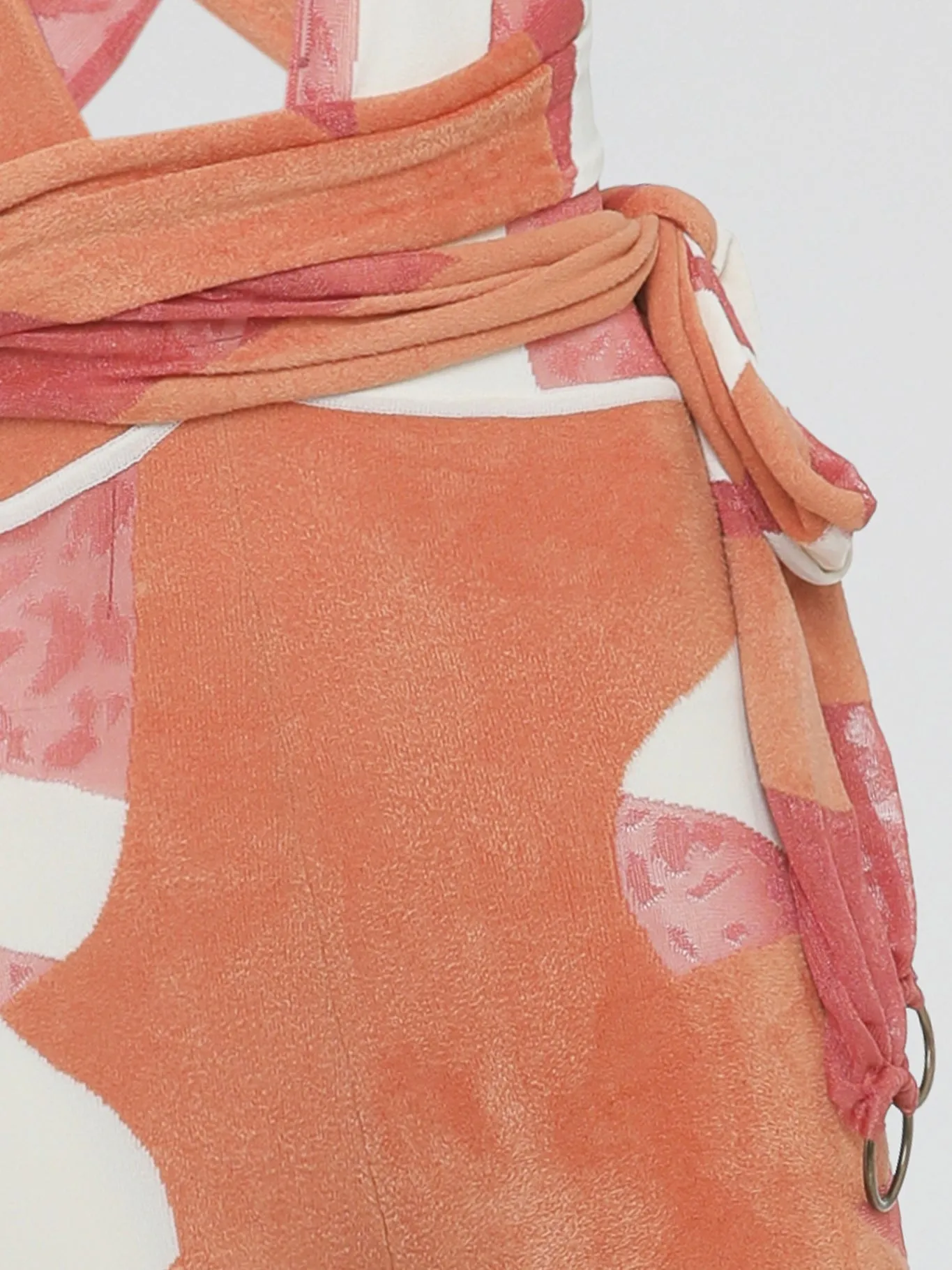 Orange Velvet Panel Jumpsuit