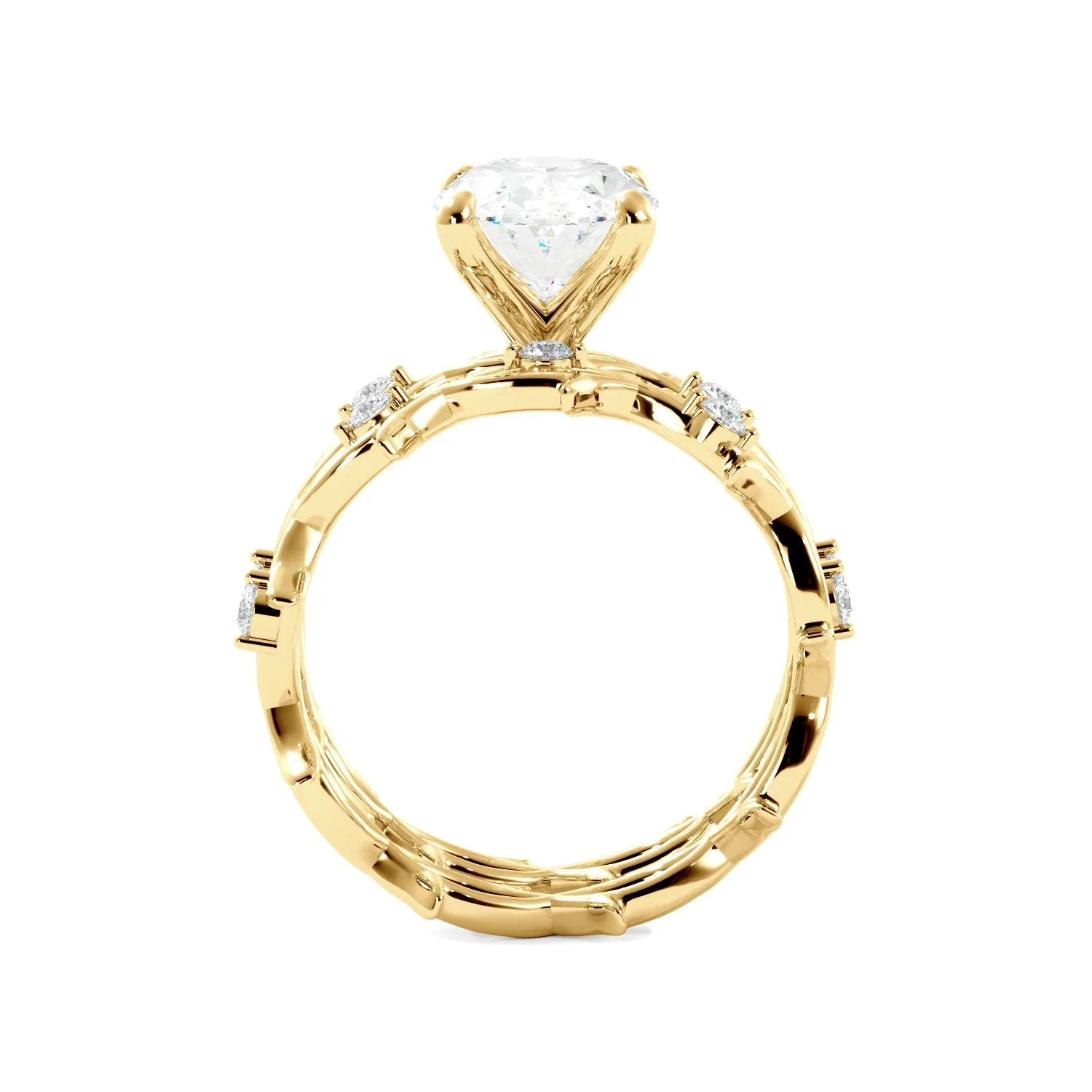 Oval Thorn Band Engagement Ring Set