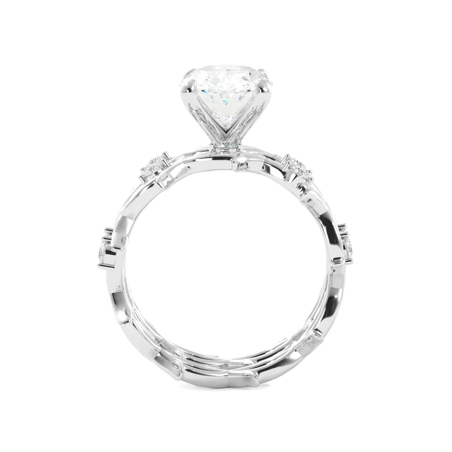 Oval Thorn Band Engagement Ring Set
