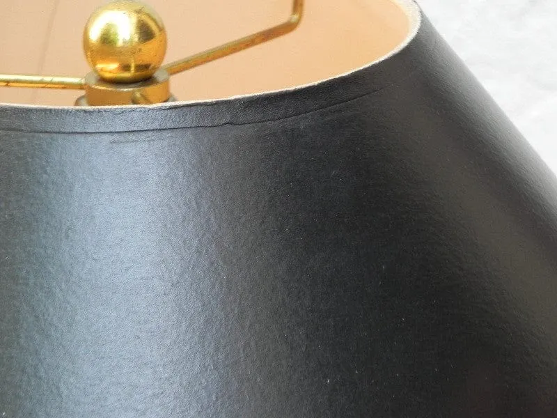 Pair Large Deco Black Ceramic Panther Table Lamps with Black Shades