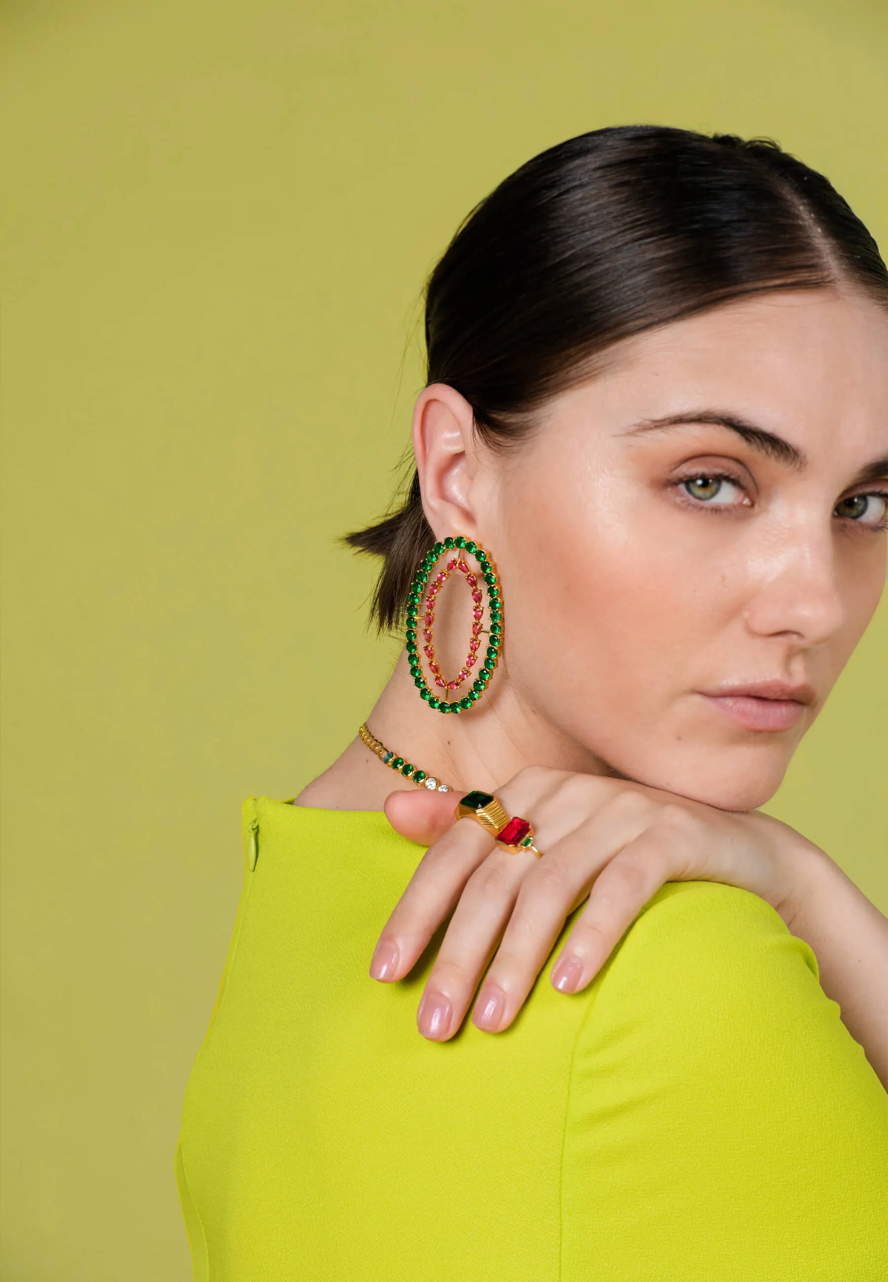 Pendientes Rivoli Fucsia y Verde
