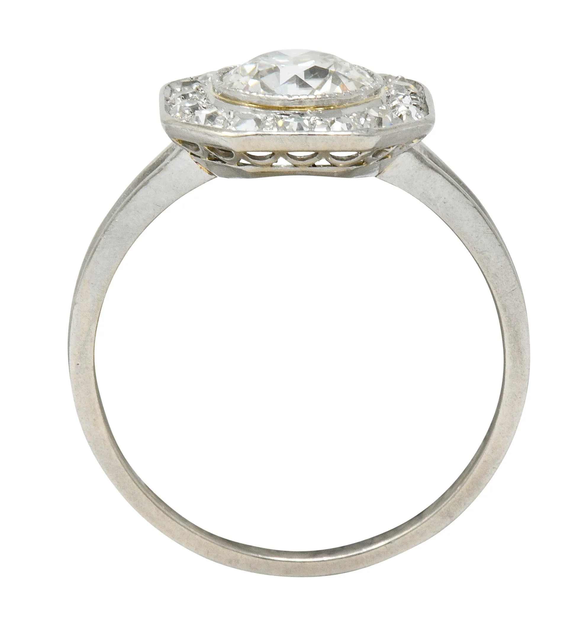 Pretty Art Deco 1.58 CTW Diamond Platinum Halo Engagement Ring