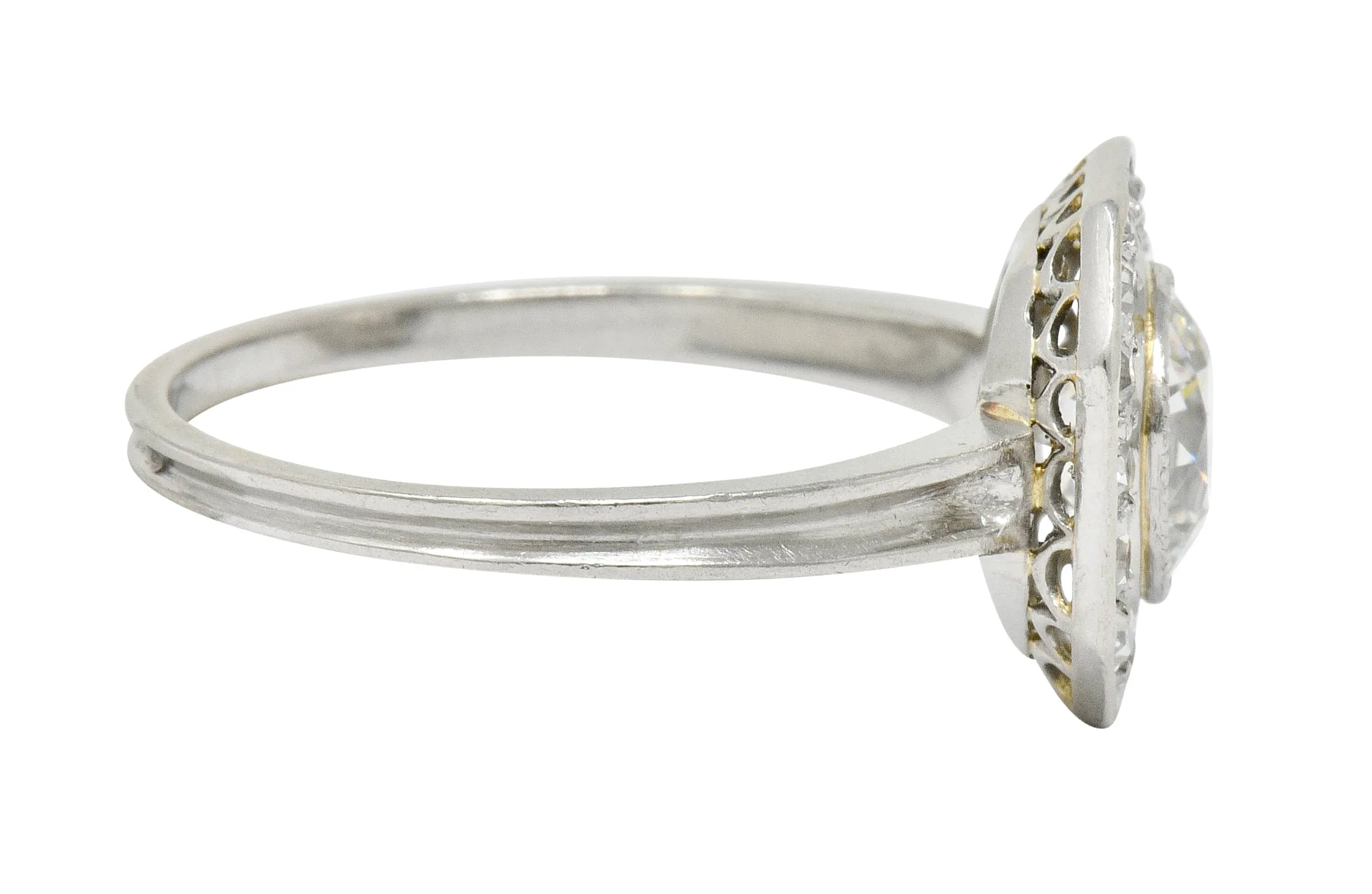 Pretty Art Deco 1.58 CTW Diamond Platinum Halo Engagement Ring