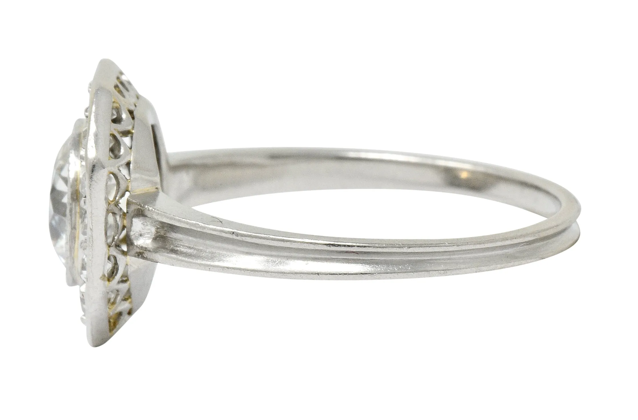Pretty Art Deco 1.58 CTW Diamond Platinum Halo Engagement Ring