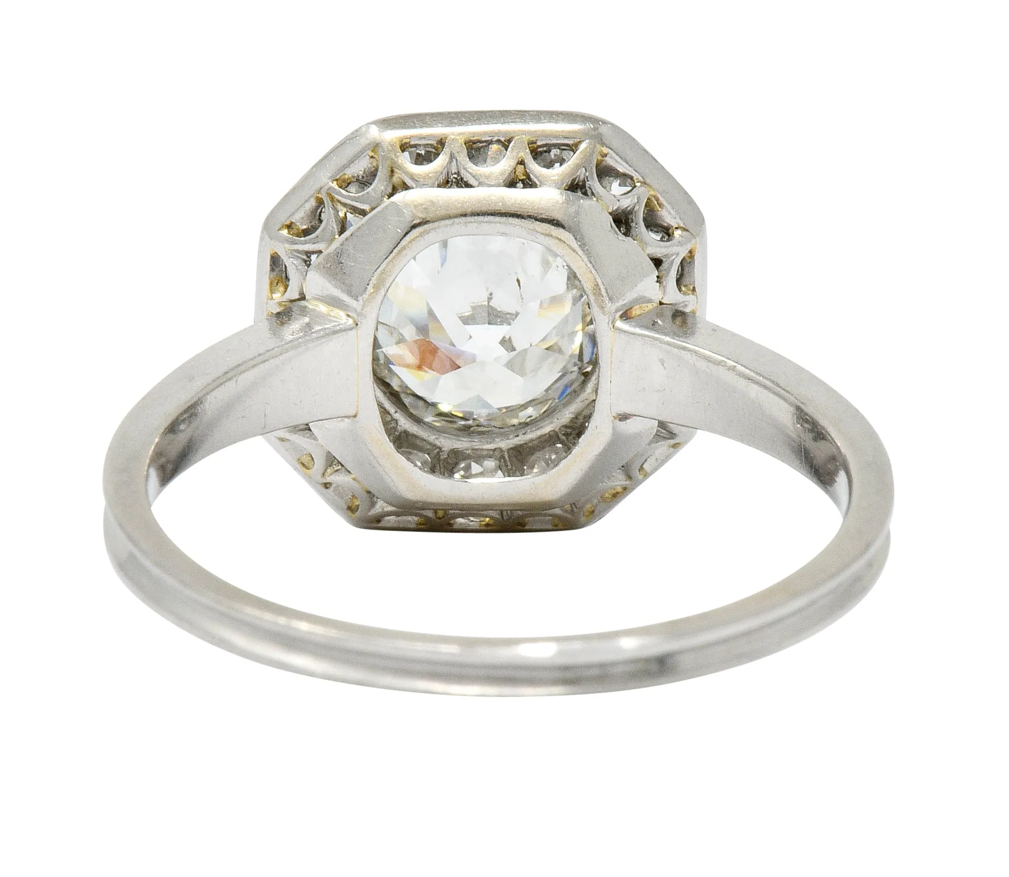 Pretty Art Deco 1.58 CTW Diamond Platinum Halo Engagement Ring