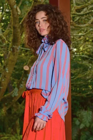 Pretty Tied Up Blouse | Cornflower & Red