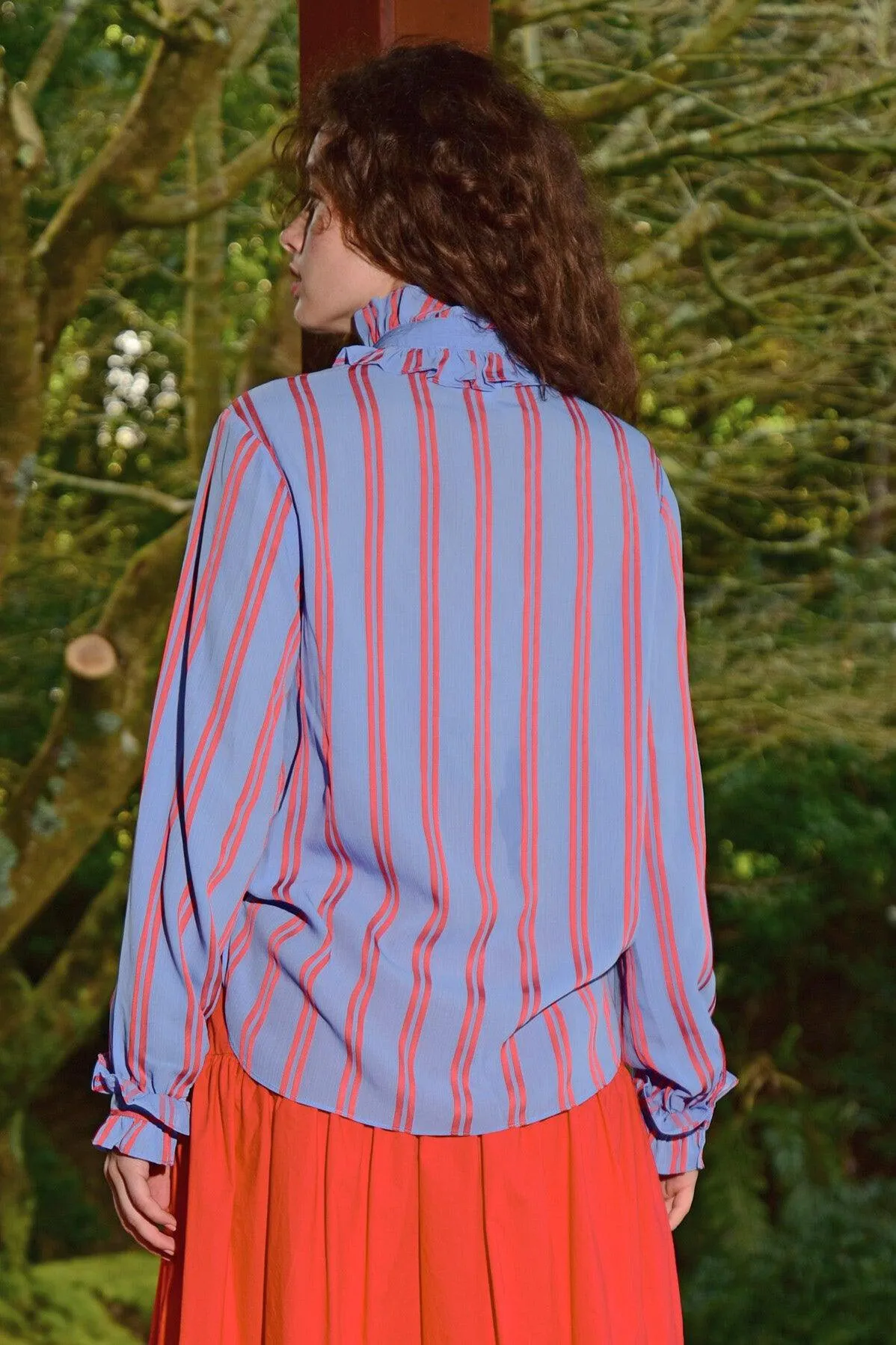 Pretty Tied Up Blouse | Cornflower & Red